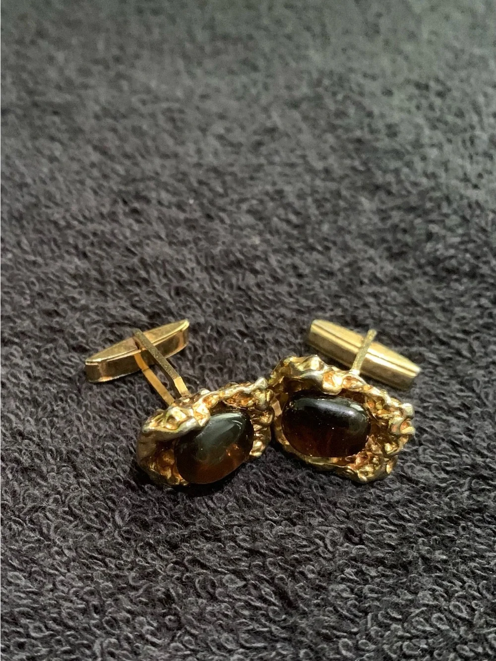 Vintage Gold-Tone Amber Stone Men's Cufflinks